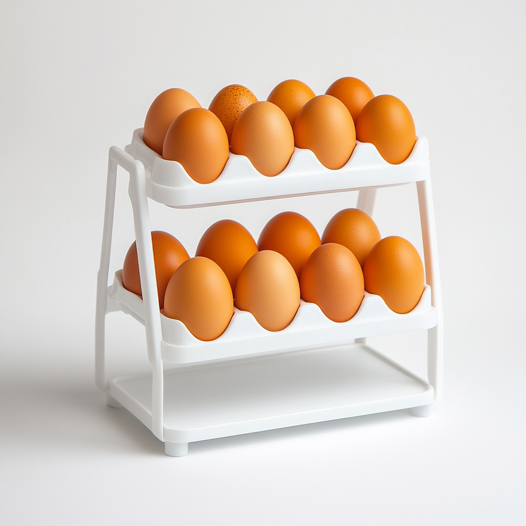 Zynch Gravity Rolling Egg Dispenser for Fridge - 2-Tier Slim Egg Rack Holds 14 Eggs - Space Saving Automatic Rolling Design - No Assembly Required - White